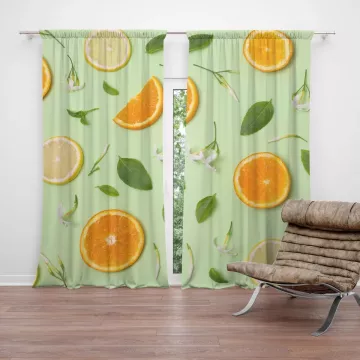 Závěsy Citrus a květ: 2 ks - 140x250 cm - Sablio