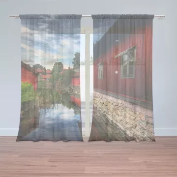 Záclony Červený dům: 2 ks - 150x250 cm - Sablio