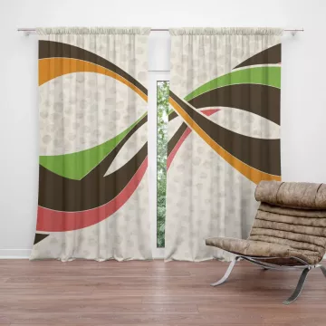 Závěsy Retro abstrakce: 2 ks - 140x250 cm - Sablio