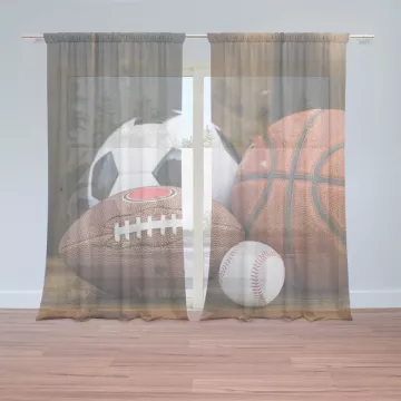 Záclony Sportovní míče: 2 ks - 150x250 cm - Sablio