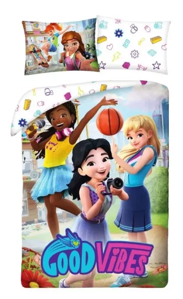 Bavlněné povlečení Lego Friends Good Vibes - 140 x 200 cm + 70 x 90 cm - Halantex