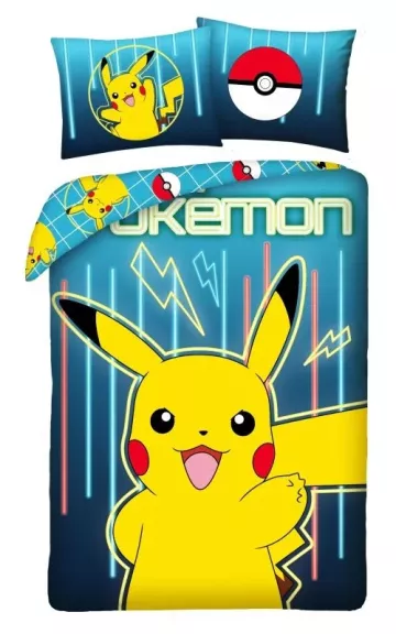 Bavlněné povlečení - Pokémon Pikachu blesky - 140 x 200 cm + 70 x 90 cm - Halantex