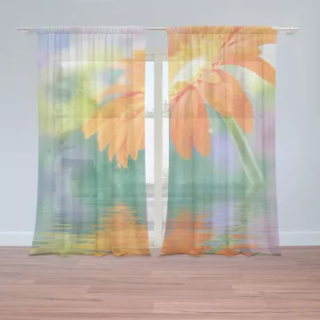 Záclony Oranžová gerbera: 2 ks - 150x250 cm - Sablio