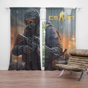 Závěsy CS:GO Voják 2: 2 ks - 140x250 cm - Sablio