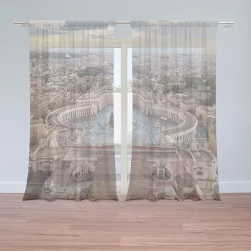 Záclony Řím Vatikán Svatopetrské náměstí: 2 ks - 150x250 cm - Sablio