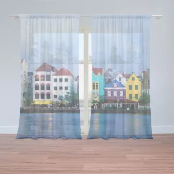 Záclony Domky u moře: 2 ks - 150x250 cm - Sablio