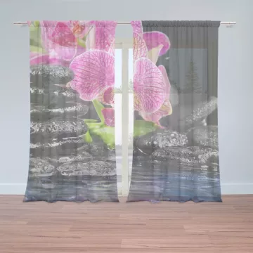 Záclony Orchidej na kamenech: 2 ks - 150x250 cm - Sablio