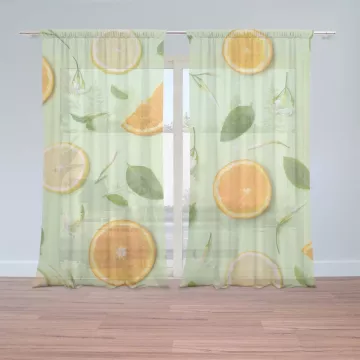 Záclony Citrus a květ: 2 ks - 150x250 cm - Sablio