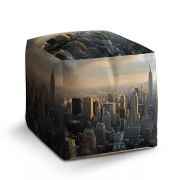 Taburet Kostka New York Skyline: 40x40x40 cm - Sablio