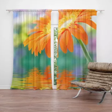 Závěsy Oranžová gerbera: 2 ks - 140x250 cm - Sablio